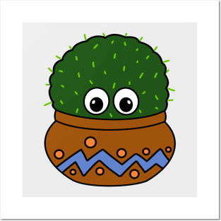 Cute Cactus Design #262: Big Round Cactus In Nice Jar Posters and Art